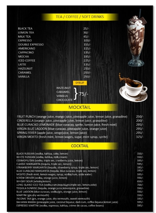 Menu Cafe Grill To Chill Restaurant, Cocktails Bar & Lounge-7